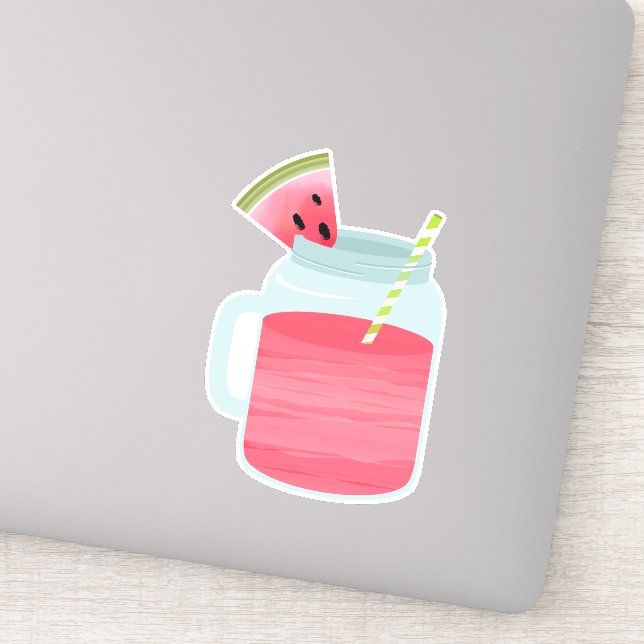 Pink Mason Jar Watermelon Lemonade Drink (Detail)