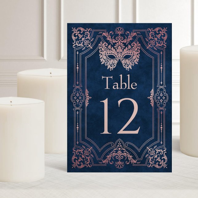 Pink Masquerade Mask Elegant Quinceanera Table Number (Creator Uploaded)