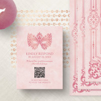 Pink Masquerade Mask Quinceanera QR RSVP