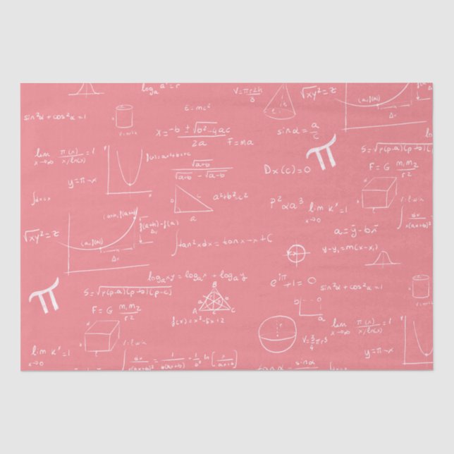 Pink Mathematic Formulas Equations Tissue Paper (Front)