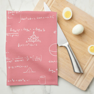 Pink Mathematics Pattern Kitchen Towel