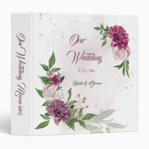 pink mauve burgundy flowers greenery album binder