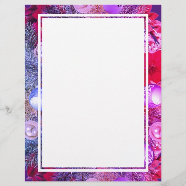 Pink Mauve | CHRISTMAS WREATH | Festive Holiday Letterhead (Front)