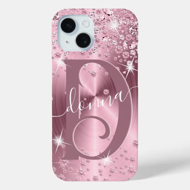 Pink Mauve Diamonds - Personalized  Case-Mate iPhone Case (Back)