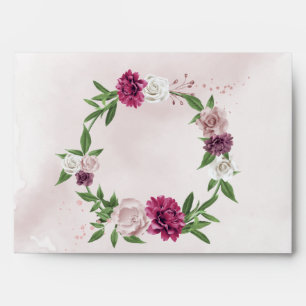pink mauve floral wreath envelope