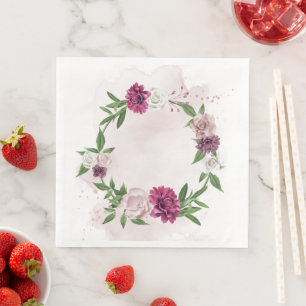 pink mauve floral wreath napkin