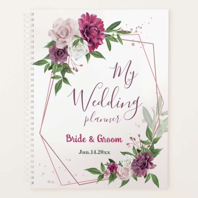 pink mauve flowers greenery wedding planner (Front)