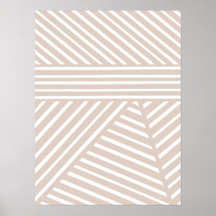 Pink / Mauve Minimalist Stripe Wall Art Print
