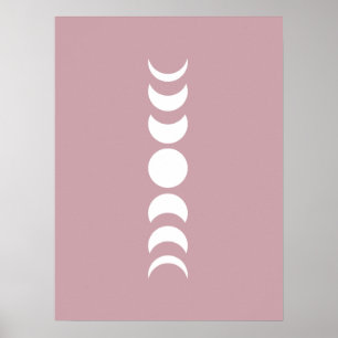 Pink / Mauve Minimaliste Lune Phase Impression mur