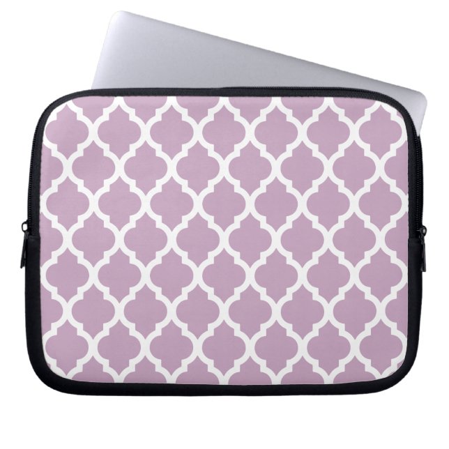 Pink Mauve Mist Moroccan Tile Trellis Laptop Sleeve (Front)