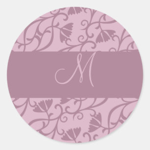 Pink & Mauve Monogram Classic Round Sticker