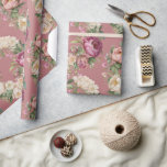 Pink Mauve Peony Floral Wreath Bridal Shower Wrapping Paper<br><div class="desc">Very pretty pink & white peony wreath on a mauve background.  Perfect for all your bridal shower gifts.</div>