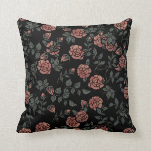 Pink Mauve Roses Floral Pattern Throw Pillow