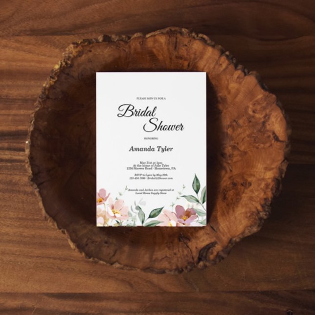 Pink Mauve Vintage Floral Bridal Shower Invitation (Creator Uploaded)