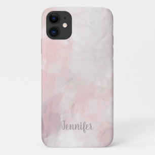 Pink Mauve Watercolor Brush Strokes iPhone 11 Case