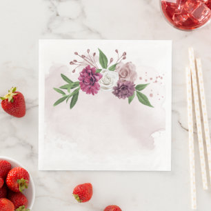 pink mauve white flowers botanical napkin