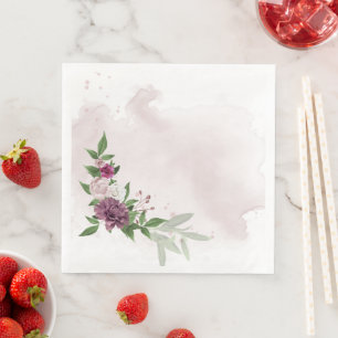 pink mauve white flowers botanical  napkin