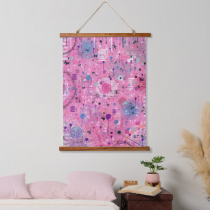 Pink Maximalist Abstract Art Hanging Tapestry