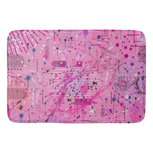 Pink Maximalist Abstract: Raspberry Sundae Bath Mat (Front)