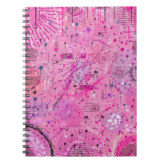 Pink Maximalist Abstract: Raspberry Sundae Notebook (Front)