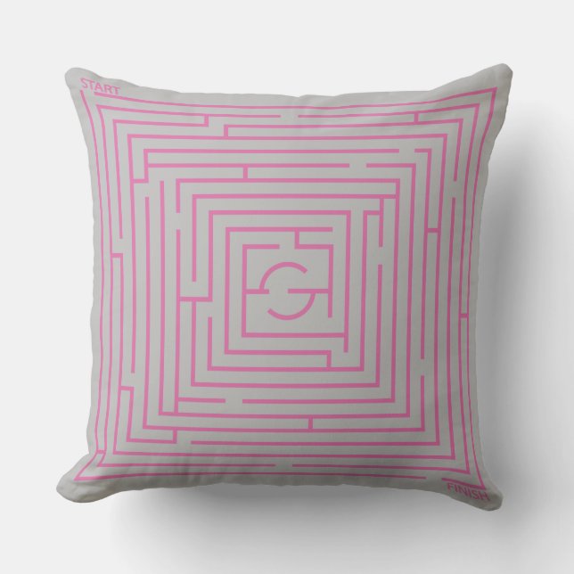 Pink Maze Throw Pillow (Front)