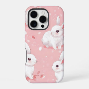 Pink Meadow Bunny Floral Garden iPhone 16 Pro Case