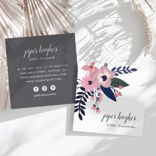 Pink Meadow Chic Floral Square Business Card