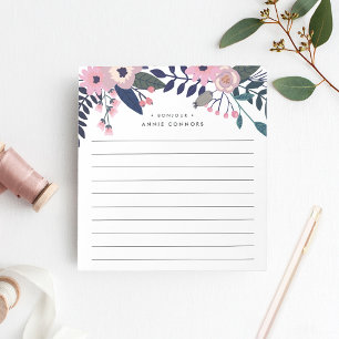 Pink Meadow Floral Personalized Lined Notepad