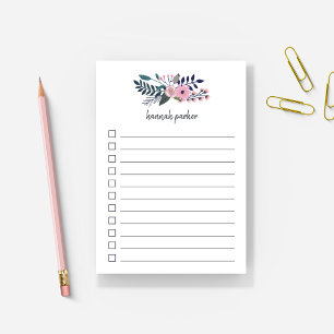Pink Meadow   Lined Floral To Do List Post-it Notes