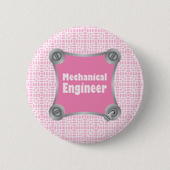 Pink Mechanical Engineer 2 Inch Round Button (Front)