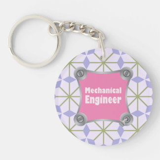 Pink Mechanical Engineer Keychain