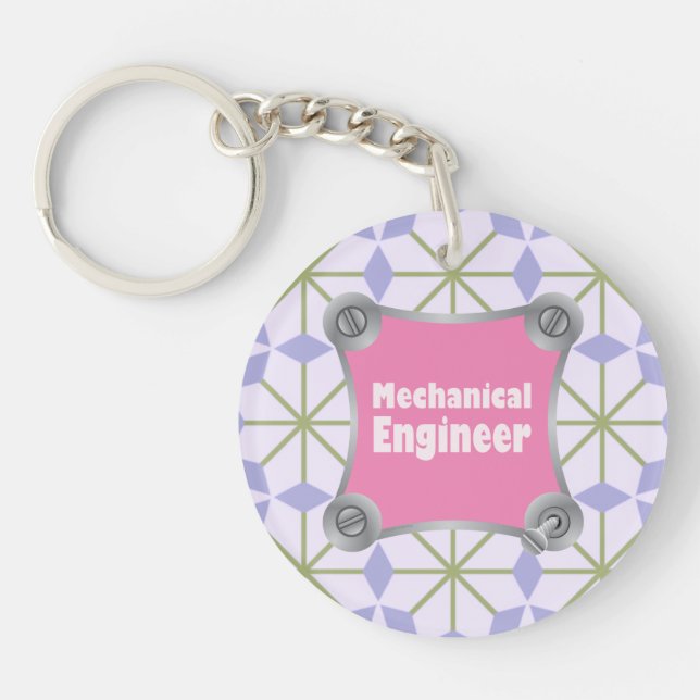 Pink Mechanical Engineer Keychain (Front)