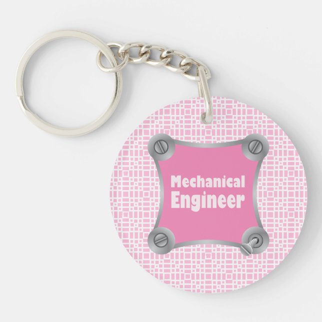 Pink Mechanical Engineer Keychain (Front)