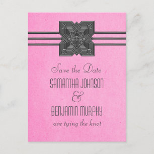 Pink Medallion Border Save the Date Postcard