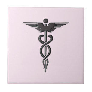 Pink Medical Caduceus Tile