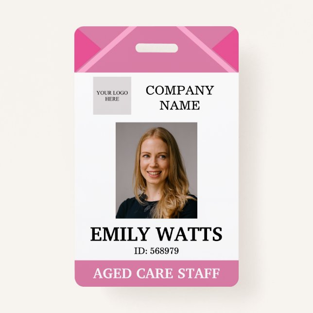 Pink Medical Doctor Aged Care Security Photo ID Badge (Front)