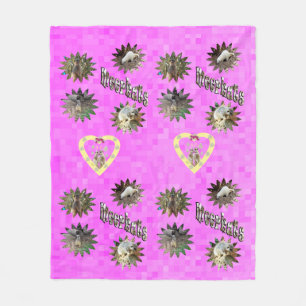 Pink Meerkat Stars Design, Fleece Blanket