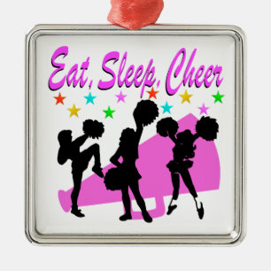 PINK MEGAPHONE CHEERLEADING DESIGN METAL ORNAMENT