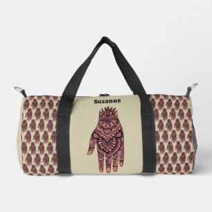 Pink Mehndi Hand Tattoo Art Design Personalized Duffle Bag