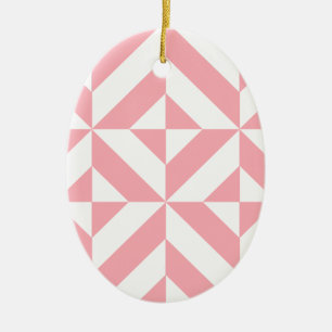 Pink Melon Geometric Deco Cube Pattern Ceramic Ornament