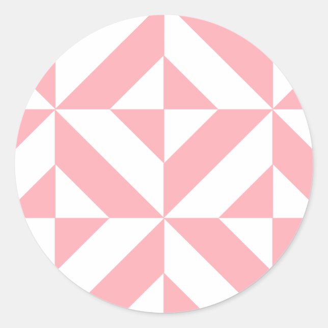 Pink Melon Geometric Deco Cube Pattern Classic Round Sticker (Front)