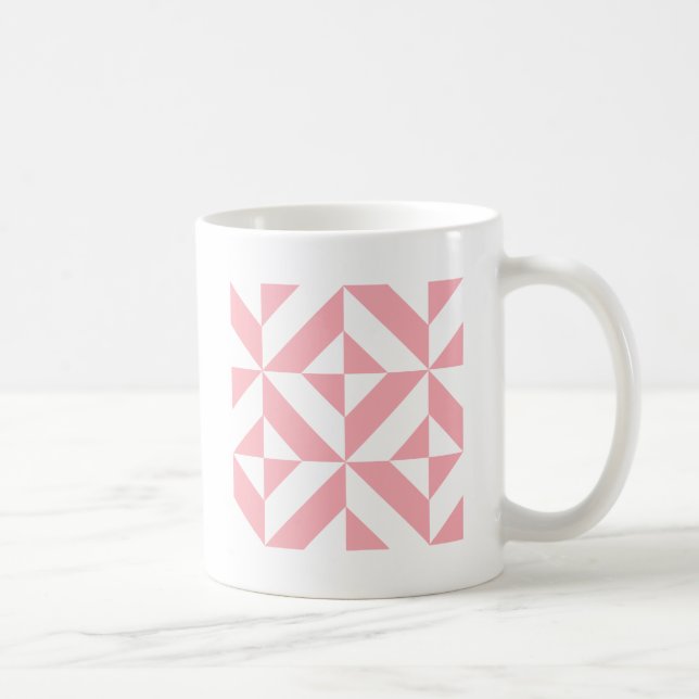 Pink Melon Geometric Deco Cube Pattern Coffee Mug (Right)