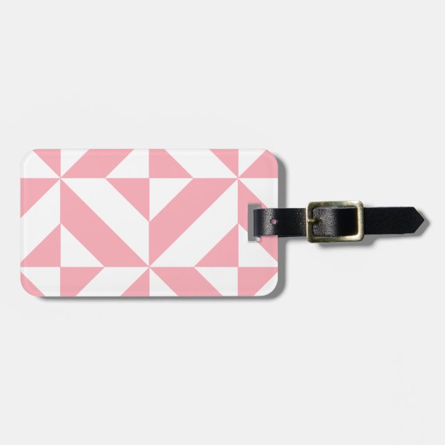 Pink Melon Geometric Deco Cube Pattern Luggage Tag (Front Horizontal)