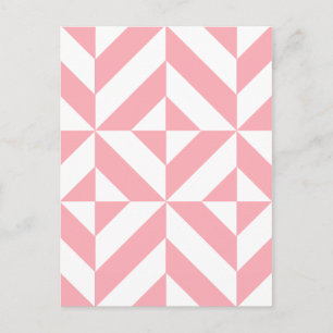 Pink Melon Geometric Deco Cube Pattern Postcard