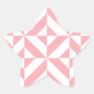 Pink Melon Geometric Deco Cube Pattern Star Sticker