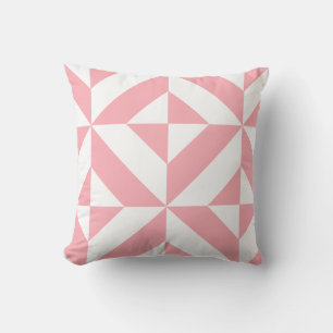 Pink Melon Geometric Deco Cube Pattern Throw Pillow
