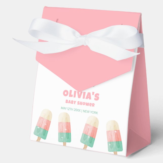 Pink Melt Ice Cream Ready To Pop Baby Shower  Favor Box (Front)