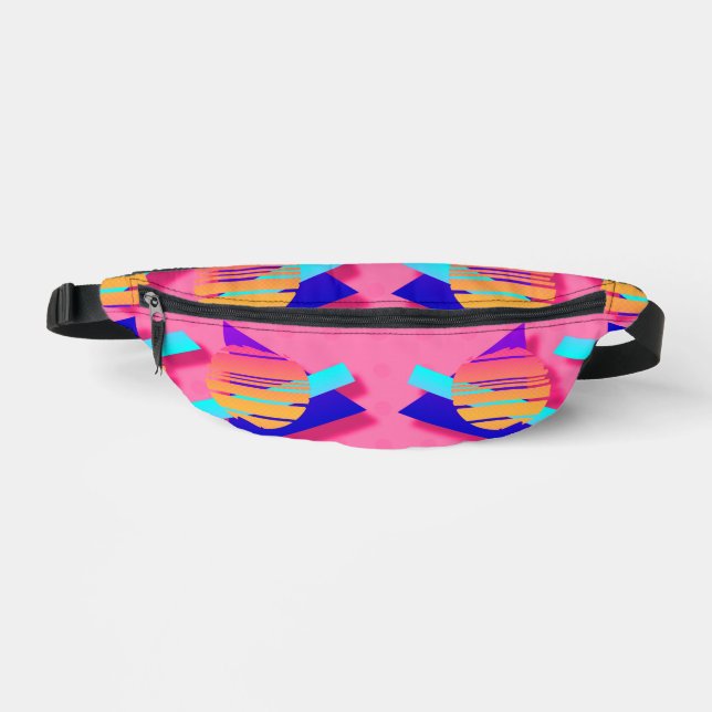 Pink Memphis Neon Fun Epic Triangles Fanny Pack (Front)
