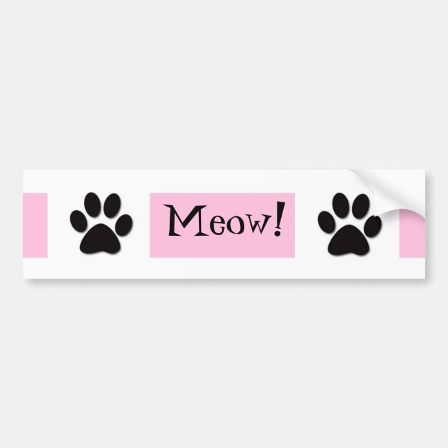Pink Meow Bumper Sticker (Front)
