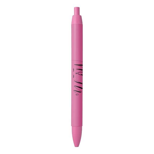 Pink Meow Cat Black Ink Pen (Front Vertical)